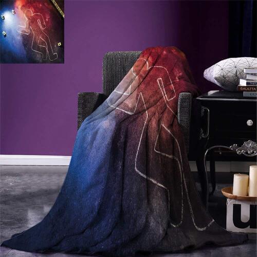 Murder Scene Throw Fresh Homicide Scene Bullets Chalk Outline Evidence Markers Detective Police Warm Microfiber Blanket