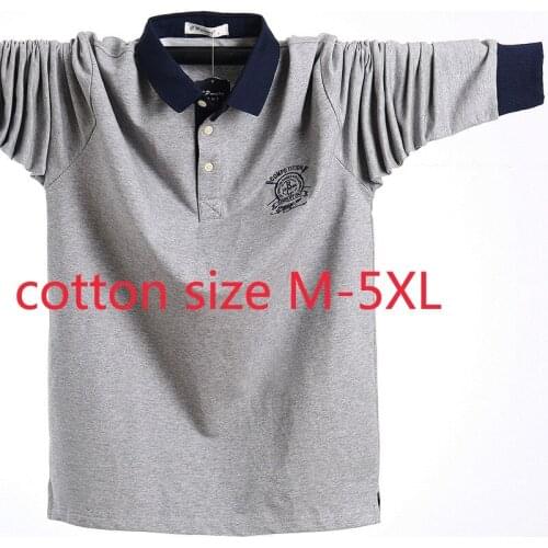 New Arrival Fashion Autumn Cotton Men Loose Turn-down Collar Hand-painted Knitted Casual T Shirt Plus Size ML XL 2XL 3XL 4XL 5XL