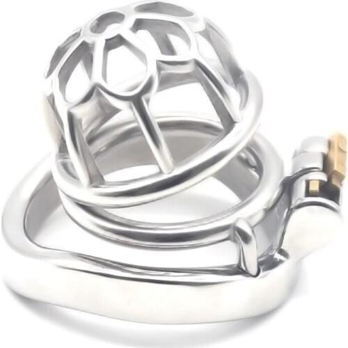 New Male Metal CB Chastity Cage Penis Lock Stainless Steel Anti Derailment Penis Lock Arc Ring Chastity Device Chastity Lock
