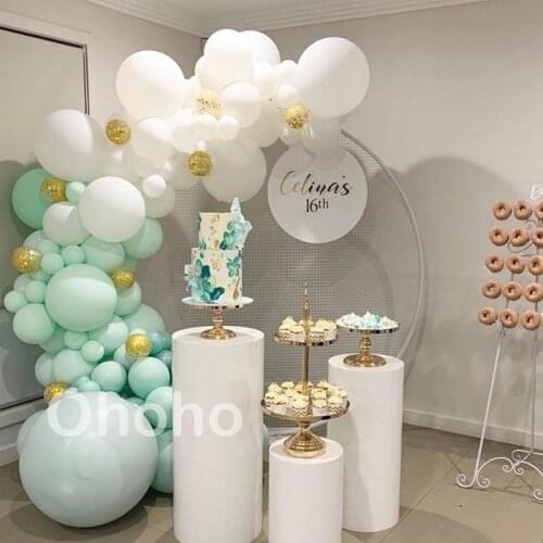 Ohoho White Green Macaron Balloons Arch Kit Baby Shower Pastel Ballons Garland Wedding 18th Birthday Party Decoration