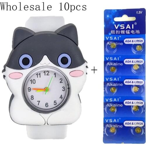 Wholesale 10 Cartoon Kids Watch Cat Cat Watermelon Starfish Style Sports Quartz Kids Watch Boy Girl Student Learning Time Clock