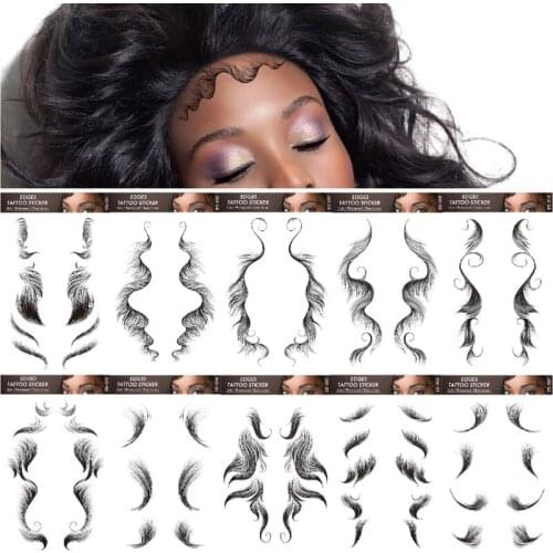 Q81B 11 Styles Hairline Tattoo Stickers DIY Hairstyling Temporary Tattoo Baby Hair Stickers Tattooing Template Waterproof Long