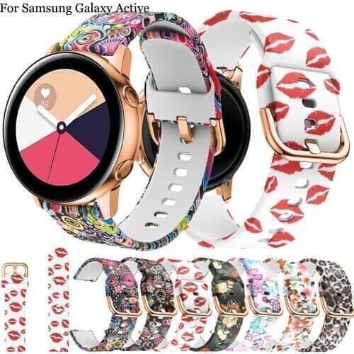 20mm watch strap for Samsung Galaxy Watch 3 41mm /active 2/42mm Gear S2 band Printed silicone bracelet for Amazfit bip GTS