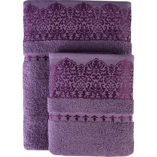 Sarah Anderson Balmy 2 Pcs New Damson Towel Set Body Hair Face Hand 100% English Cotton Absorbent for Adults Quick dry Natural