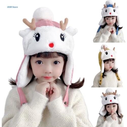 Lei Feng Hat Plush Hat Outdoor Trend Christmas Cute Antlers for Cartoon Casual Winter Warm Fluffy Hat Autumn Winter