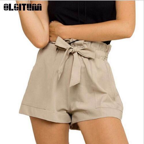 New 2020 Women Fashion Womens A-Line Summer Casual Shorts High Waist Short Bow Shorts Female Outwear PT199