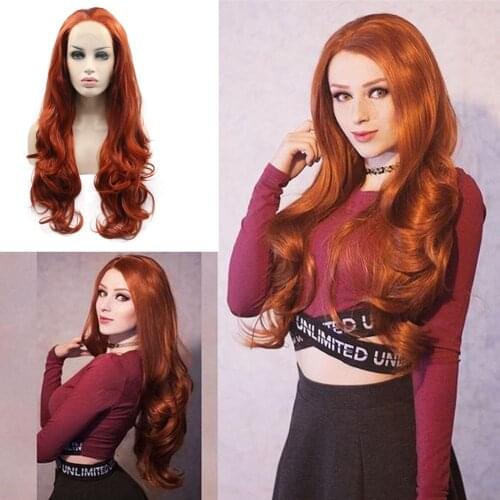 Synthetic Lace Front Wigs Copper Red Wigs Half Hand Tied Glueless Long Hair Wigs for Black Women