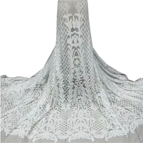 SJ Lace French Tulle Lace Fabric 2021 High Quality Embroidered African Net Laces Nigerian Fabrics With Sequins For Dress j3-65