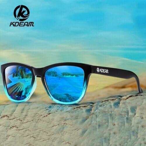 KDEAM Retro Square Polarized Sunglasses For Men Women Outdoor Driver Shades UV protection Vintage Mirror Blue Lens Gafas De Sol