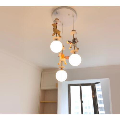 Modern wood Horse Kids Room Led hanging light bedside lamp Boys And Girls Dining Room ceiling childrens lamp Lighting
