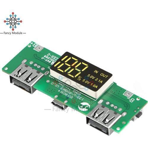 18650 lithium battery QC flash charging mobile power diy board LED Dual USB 5V2.1A/1A fast Overcharge boost Short circuit board