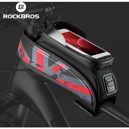 ROCKBROS Bike Bag Bicycle Front Tube Frame Bags Front Phone Bag Cycling Saddle Bag Rainproof Touch Screen Bike Phone Bags