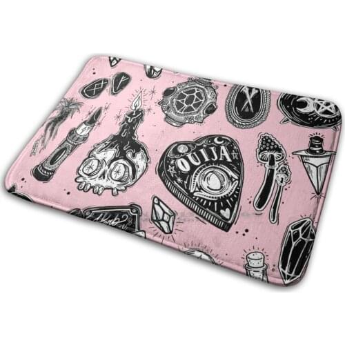 Witchy Mat Rug Carpet Anti - Slip Bedroom Entrance Door Mat Witchy Witch Pattern Creepy Spooky Doodle Lolle