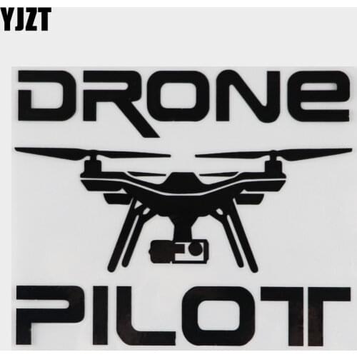 YJZT 14.6CM*11.9CM Car Sticker " DRONE PILOT " UAV Drone Vinyl Decal Black/Silver C3-0189