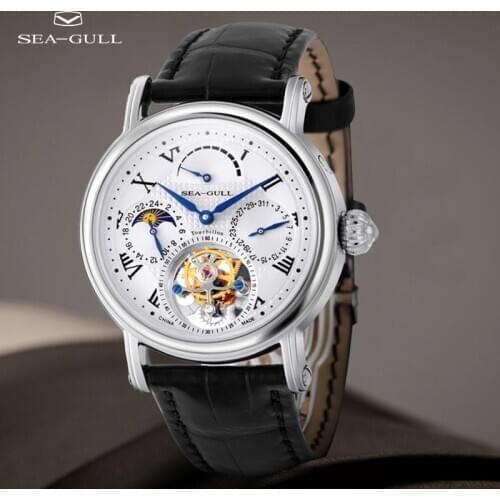 Seagull watch tourbillon manual mechanical watch 24 o'clock moon phase table hollow flywheel calendar watch mens watch 818.907