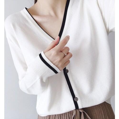 Spring Autumn Women Long Sleeve Knitted Cardigan Korean Open Stitch Solid Jacket Ice Silk Sweater Thin Sunscreen Tops X256