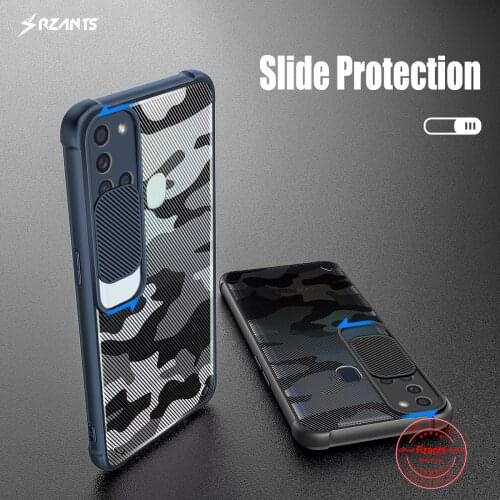 Rzants For Samsung Galaxy A21S Case Hard [Camouflage Lens] Camera Protection Slim Hlaf Clear Cover