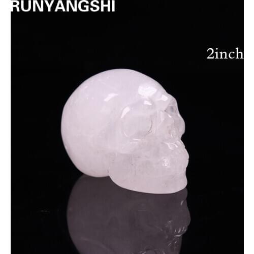 1PC Natural Crystal Stone Clear quartz mineral jewelry skull crystal carving home decoration Halloween and DIY decorations