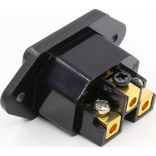 Free shipping one piece moonsaudio FI-07(G) 24K Gold plated IEC Socket Mains Power Inlet Socket Male Panel Entry Plug HiFi