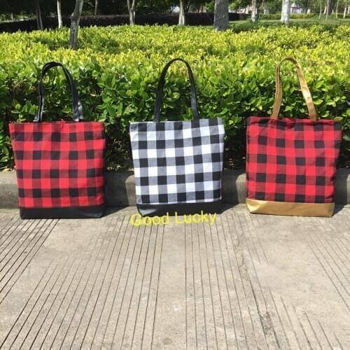 100pcs/lot new arrival hot sale Christmas buffalo plaid tote bag monogram personalize women fashion tote checked handbag