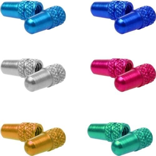 2pcs Bike Aluminum Alloy Presta Valve Cap Cover Blue/Silver/Gold/Rose/Green