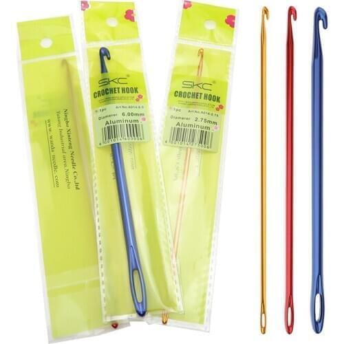 3PCS 2.75/4.0/6.0mm Afghan Tunisian Aluminum Crochet Hook Weave Knit Tool With Eye Knitting Sewing Needle Craft Yarn