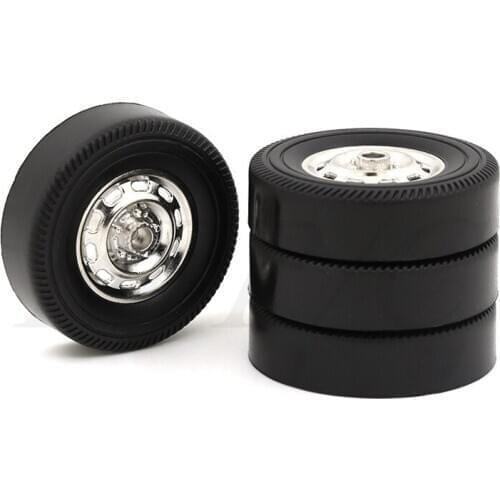 4pcs Zinc Alloy + Rubber Tire For WPL D12 1/16 RC Car High Simulation Metal Tires Car Wheel Rim Parts 53*47.5*14.8mm