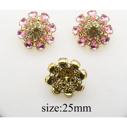 5pcs 25mm Fashion pink flower-shaped diamond button,Sewing garment accessory