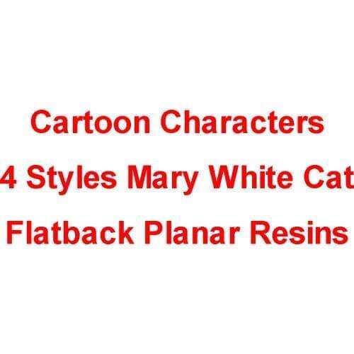 50pcs 4 Styles Mix Cartoon Little White Cat Flatback Resin Cabochon Lovely Planar Resin DIY Craft Embellishments for Hair Bows