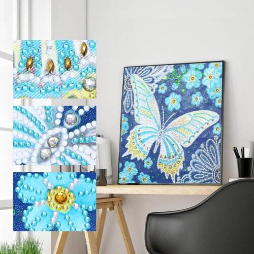 5D Luminous Special Shaped Diamond Painting Creative Flower Butterfly Animal Series Artistic Sofa TV Background Wall Decoration