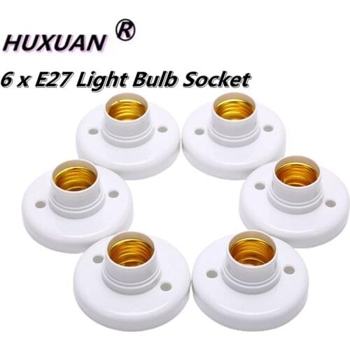 6pcs/lot E27 Screw Cap Socket White Ceiling Light Lamp Bulb Fixing Base Stand Light Bulb Holder