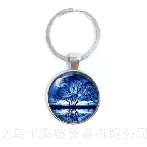 Cabala Keychains Tree of Life Glass Cabochon Keyring Accessories For Men Women Children Pendant Jewelry Creative Gift