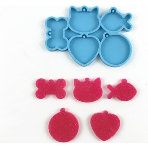 Keychain Epoxy Resin Mold Pet Dogs Tag Silicone Mould DIY Crafts Jewelry Earrings Pendant Decorations Casting Tools