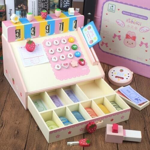 Wooden Simulation Supermarket Credit Card Machine Scans Cash Register And Simulates Every Child 1-4 Years Old Baby Toys