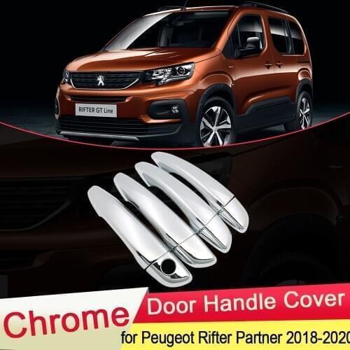 For Peugeot Rifter Partner 2018 2019 2020 Luxuriou Chrome Door Handle Cover Trim Catch Car Set Cap Styling Stickers Accessories