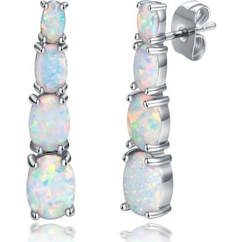 FDLK New Fashion Luxury Oval 4 White Earrings Women Glamour Bridal Wedding Party Stud Earrings Jewelry Valentine Day Gifts