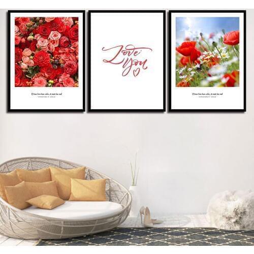 Beautiful Red Rose Flowers A4 Poster Vintage Art Prints Hippie Wall Pictures Nordic Canvas Painting Fashion Office Home Decor