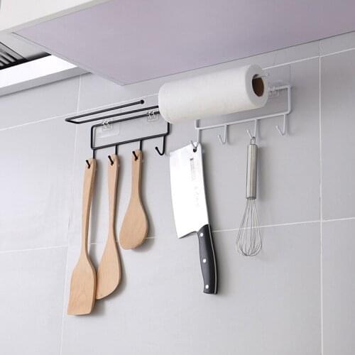 Kitchen Shelf Bathroom Rack Paper Towel Cooking Tool Cleaning Cloth Storage Rack Hanging Holder Organizers Home New Fashion
