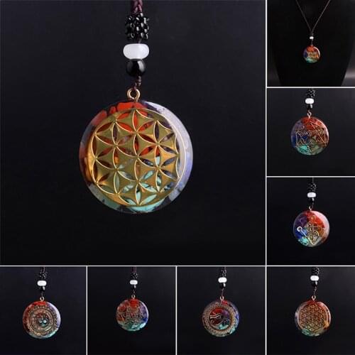 Hot Orgonite Pendant Om Symbol Necklace Chakra Healing Energy Necklace Meditation Women Jewelry Decoration Supplies Handmade