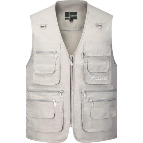 Summer Men Sleeveless Baggy Jacket with Many Pockets Male Casual Regular Fit Multi Pocket Photographer Vest Waistcoat for Mens
