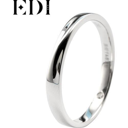 EDI Gentleman Engagement Ring Natural Diamond Real 14K White Gold Mens Wedding Ring Band Minimalism Design