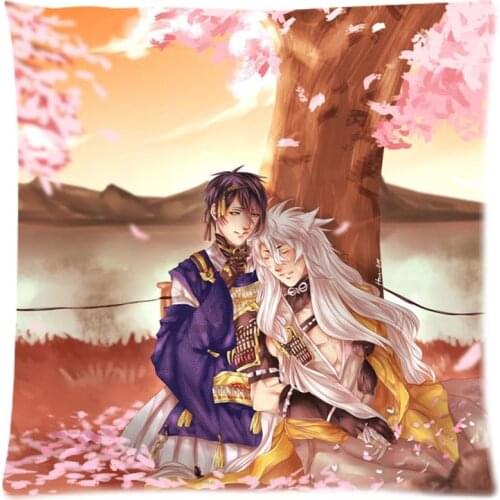 Soft Polyester Cushion Cover Touken Ranbu Decorative Pillowcase Modern Home Decor Customized Sofa Throw Pillow Cover 45x45cm
