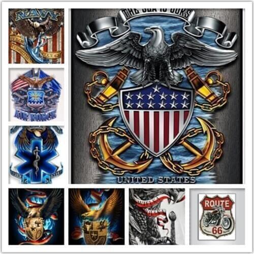 5d Diamond Painting Kit All American Flag Embroidery Eagle Mosaic US Route 66 Home Decoration Handmade Gift