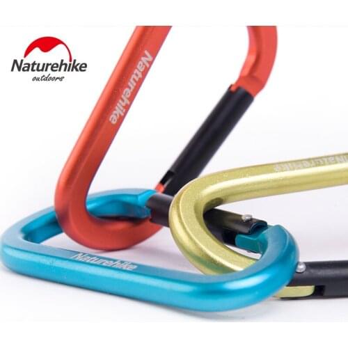 4pcs set Naturehike D Shape Camping Carabiner 8cm Aluminum Hook Clip Holder Buckles Survival Kits Fast Hang Buckle Hook