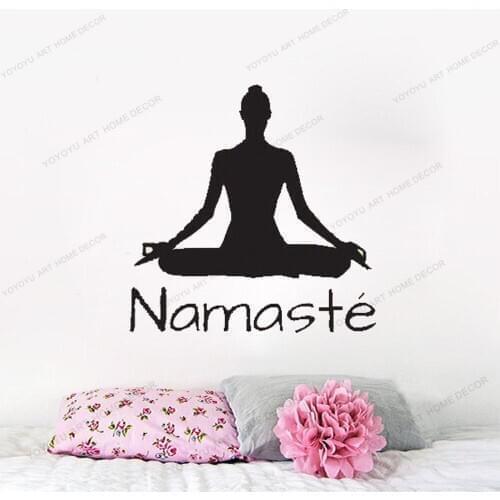 Namasté Yoga Quote Silhouette Wall Decal Vinyl Sticker Dance Studio Bedroom Wall Home Decor yw-596