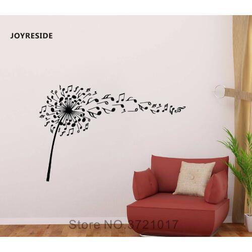 JOYRESIDE Music Dandelion Wall Notes Decal Vinyl Sticker Home Teen Living Room Bedroom Decor Interior Art Design Decoration A120