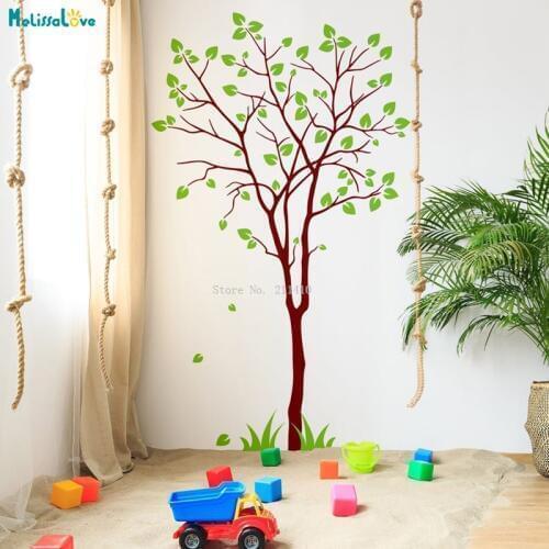 Custom Tow Colors Simple Tree Sticker Wall Birch Art Vinyl Nursery Kids Room Nature Botanical Forest Decor Poster YT3692