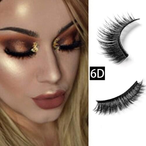 Natural lashes 6D Winged Lashes Thick Fake Eyelashes 100% Handmade False Eyelash Makeup Beauty Black False