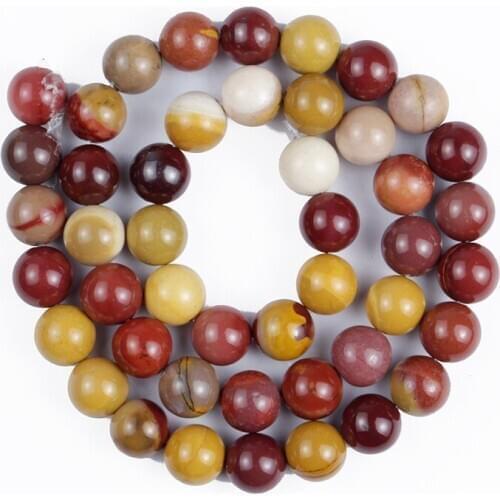 Natural Stone Beads Red Yellow Mix Yolk Round Smooth Loose Beads for Jewelry Making DIY Handmade Bracelet 4/6/8/10/12mm