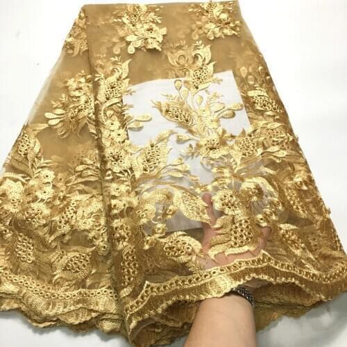 Nigerian Lace Fabric 2021 High Quality Lace With Bead Sewing Clothes, African Lace Fabric French Lace For Dress 5 Yards AM44263